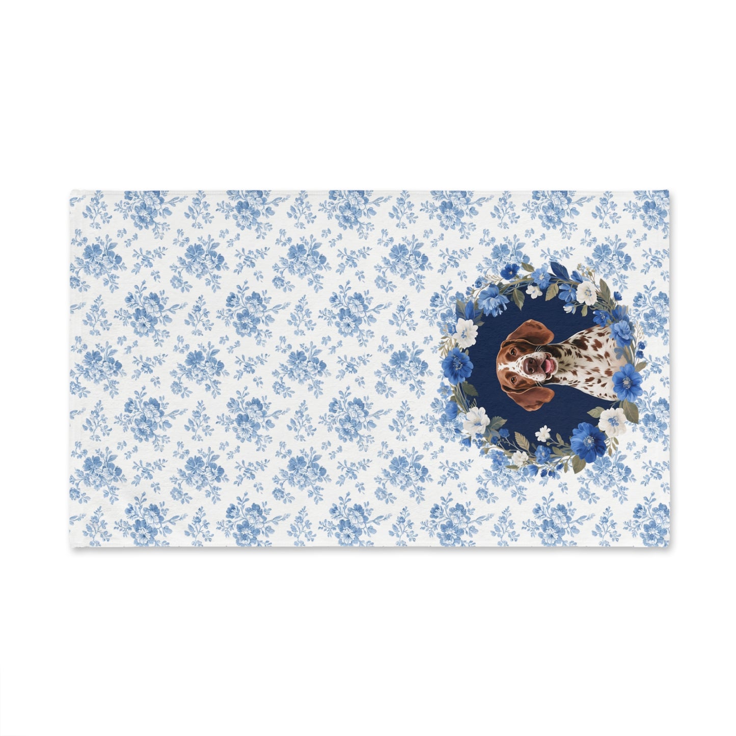 Blue Floral German Shorthaired Pointer Dog Portrait Hand Towel – Cute Pet Bathroom Accessory