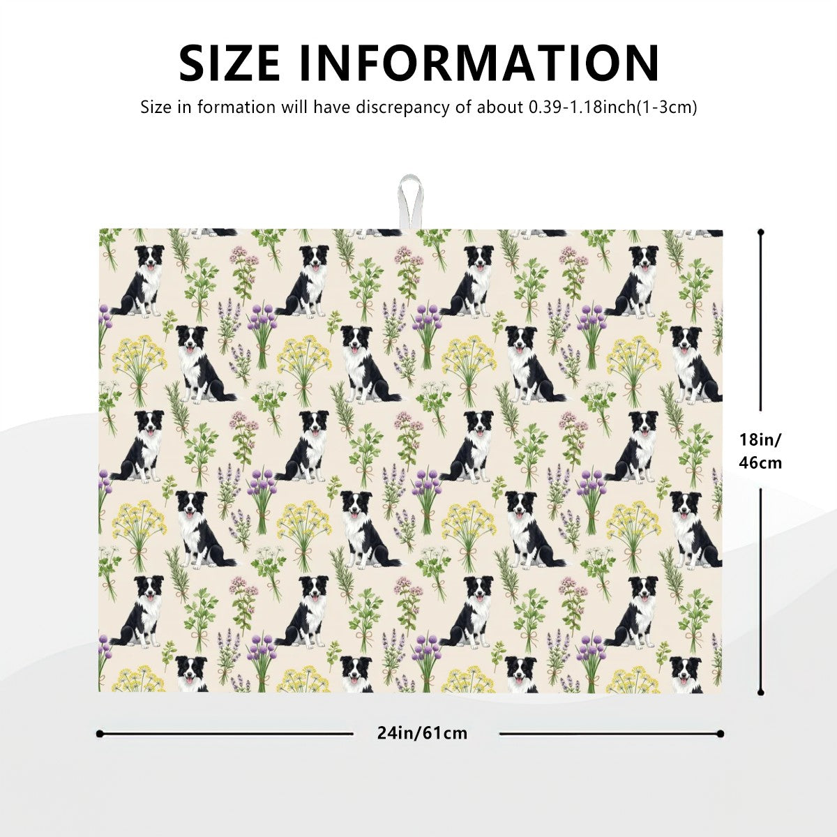 Border Collie Large Dish Drying Mat