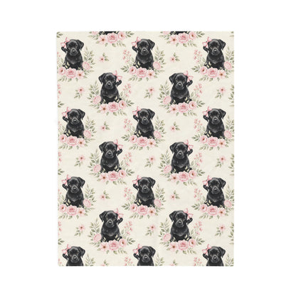 Black Labrador Retriever Pink Baby Blanket, Black Lab Dog Baby Shower Baby Girl Newborn Gift Hospital Announcement Blanket Coming Home