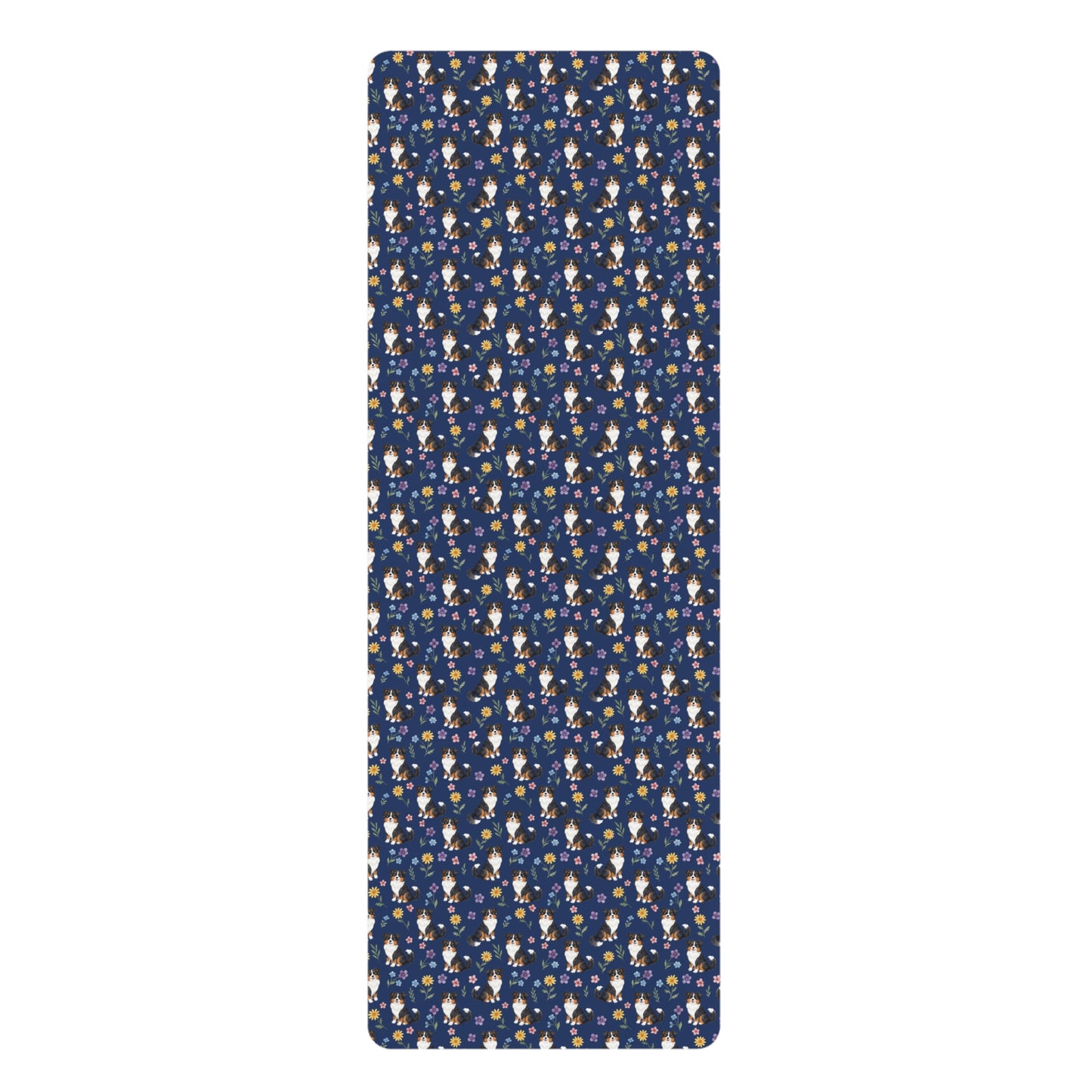 Australian Shepherd Dog Floral Yoga Mat – Durable Non-Slip Rubber Surface for Home & Studio Practice