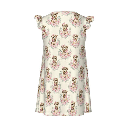 Wheaten Terrier Girl's Flutter Sleeve Nightgown