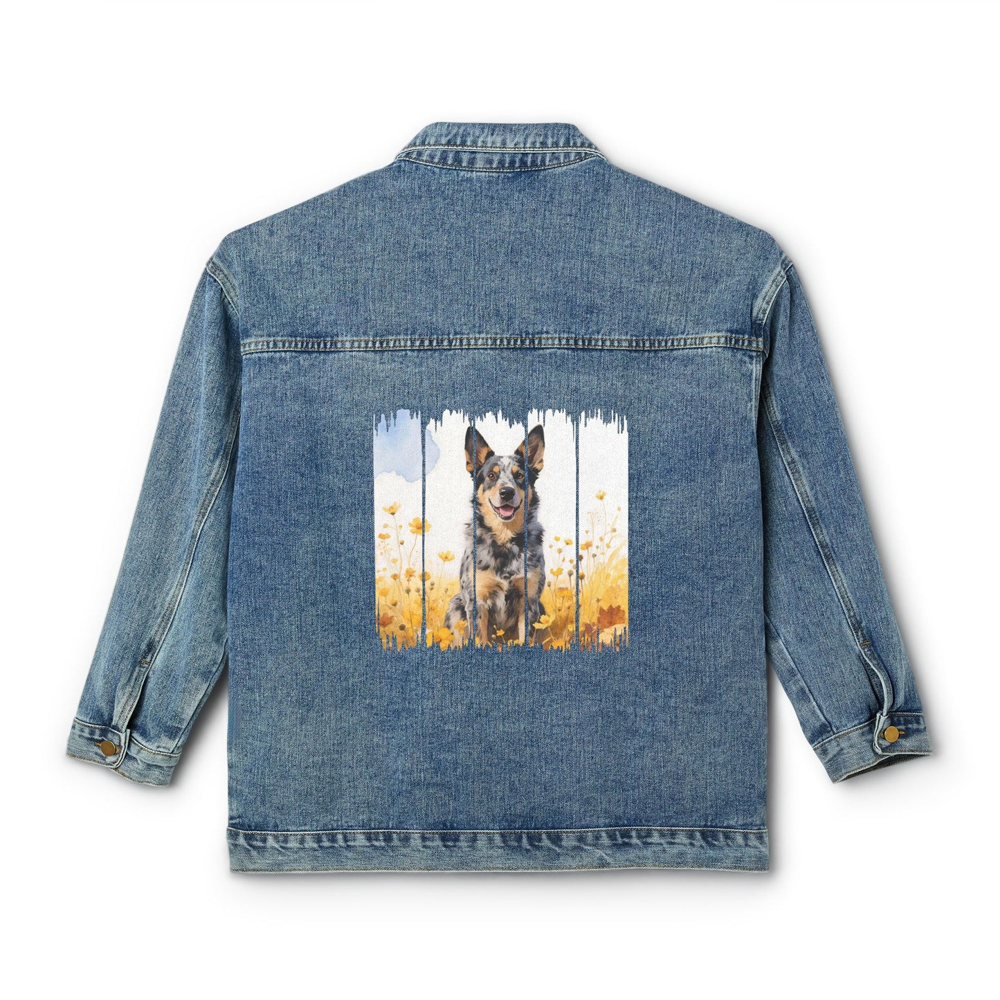 Trendy Australian Cattle Dog Women's Denim Jacket, Dog Demin Jacket, Gift for Heeler Dog Mom, Gift for Dog Lovers, Fall Dog Style