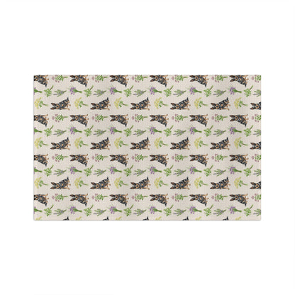 Australian Cattle Dog & Herbs Tea Towel - Floral Dog Kitchen Towel