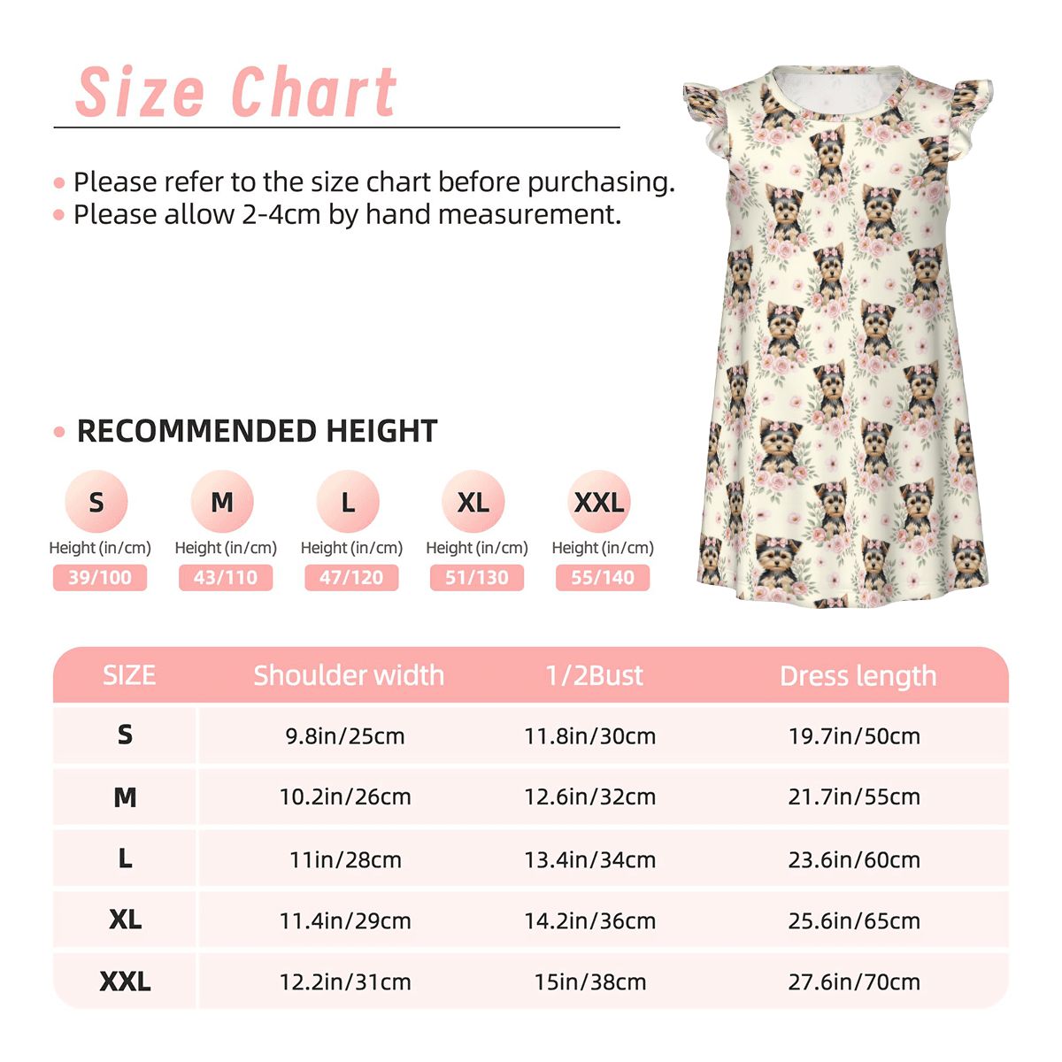 Yorkshire Terrier Girl's Flutter Sleeve Nightgown