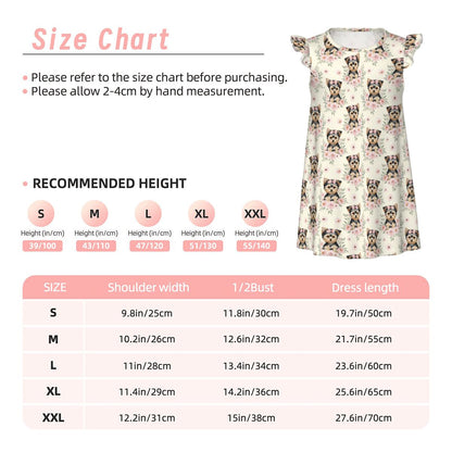 Yorkshire Terrier Girl's Flutter Sleeve Nightgown
