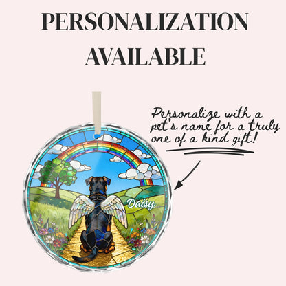 Rottweiler Rainbow Bridge Stained Glass Ornament