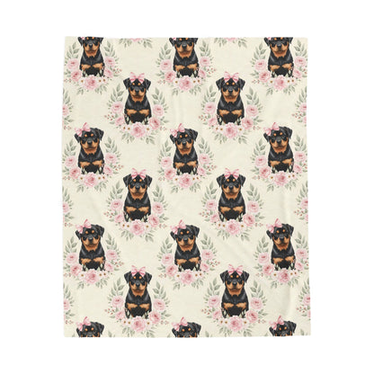Rottweiler Pink Baby Blanket, Rottweiler Dog Baby Shower Baby Girl Newborn Gift Hospital Announcement Blanket Coming Home