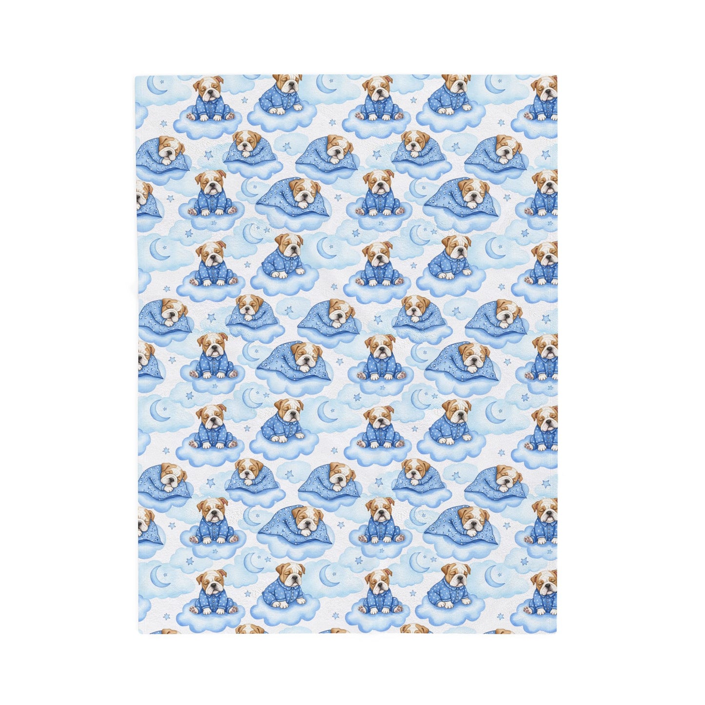 Bulldog Blue Baby Blanket, Bulldog Baby Shower Baby Boy Newborn Gift Hospital Announcement Blanket Coming Home