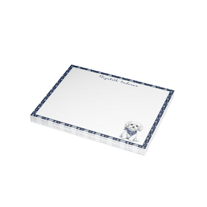 Maltese Navy Blue Paisley Notecard Set