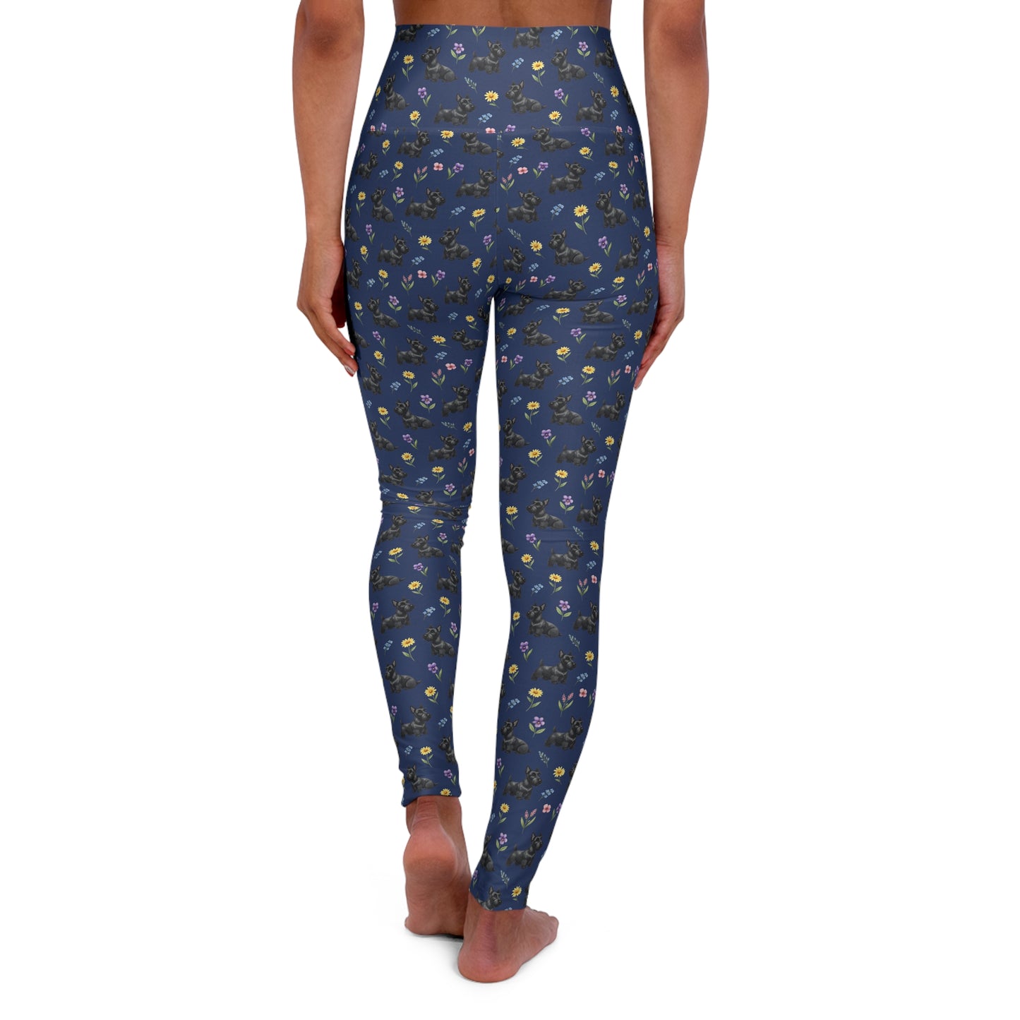 Scottish Terrier Dog Floral High Waisted Yoga Leggings - Perfect for Fitness & Everyday Wear
