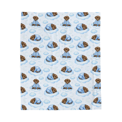 Chocolate Labrador Retriever Blue Baby Blanket, Chocolate Lab Dog Baby Shower Baby Boy Newborn Gift Hospital Announcement Blanket Homecoming
