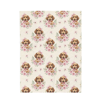 Dachshund Pink Baby Blanket, Doxie Weiner Dog Baby Shower Baby Girl Newborn Gift Hospital Announcement Blanket Coming Home