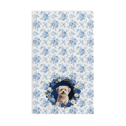Blue Floral Havanese Dog Portrait Hand Towel – Cute Pet Bathroom Accessory
