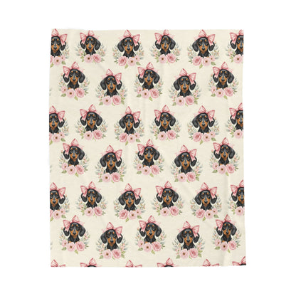 Dachshund Pink Baby Blanket, Doxie Weiner Dog Baby Shower Baby Girl Newborn Gift Hospital Announcement Blanket Coming Home