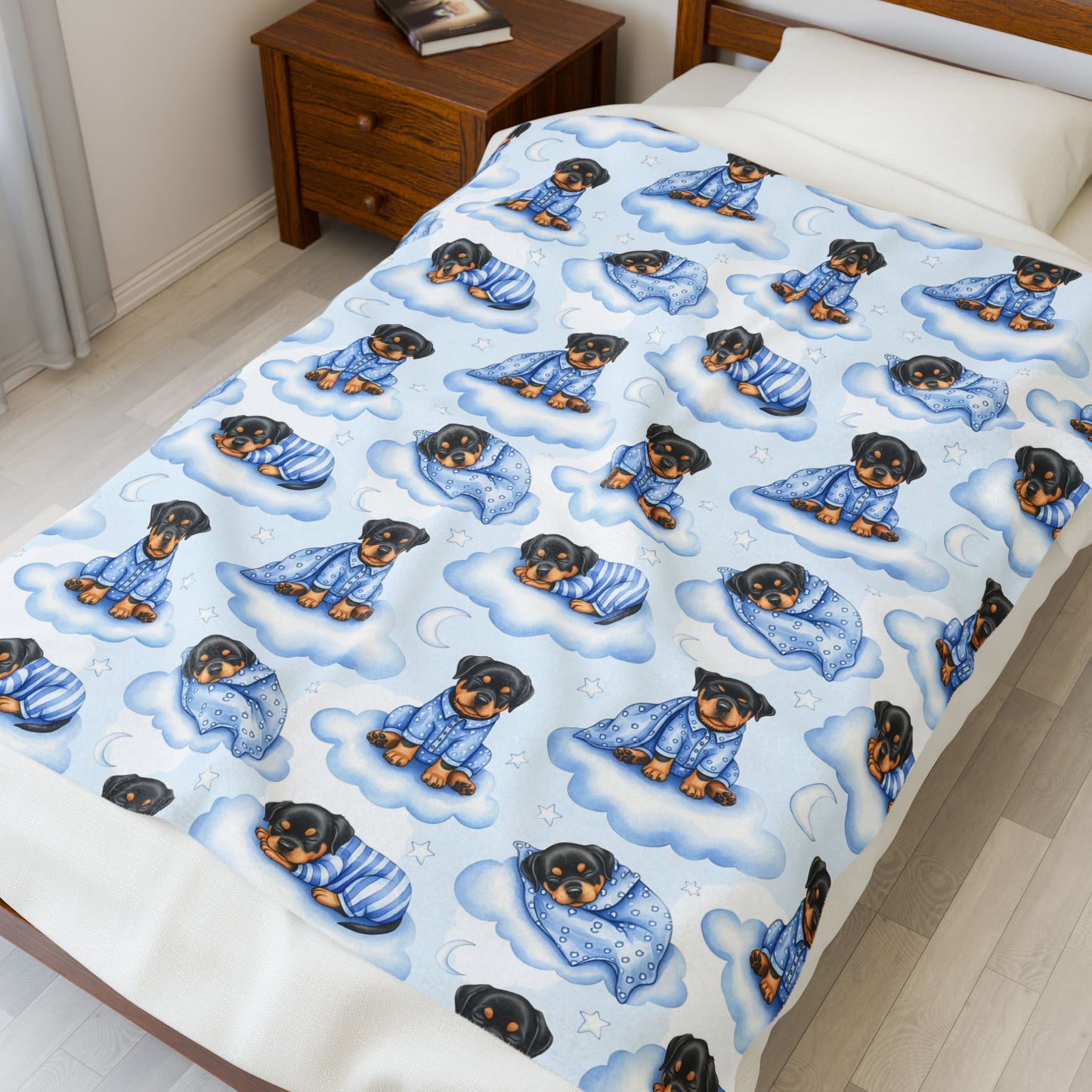 Rottweiler Blue Baby Blanket, Rottie Dog Baby Shower Baby Boy Newborn Gift Hospital Announcement Blanket Coming Home