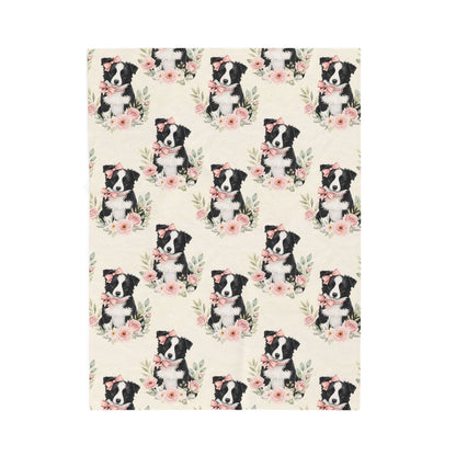 Border Collie Pink Baby Blanket, Border Collie Dog Baby Shower Baby Girl Newborn Gift Hospital Announcement Blanket Coming Home