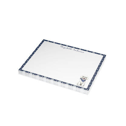 Poodle Navy Blue Paisley Notecard Set