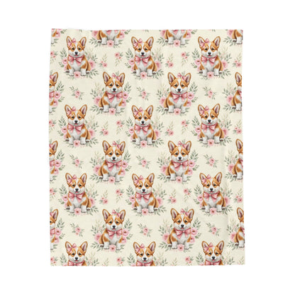 Corgi Pink Baby Blanket, Corgi Dog Baby Shower Baby Girl Newborn Gift Hospital Announcement Blanket Coming Home
