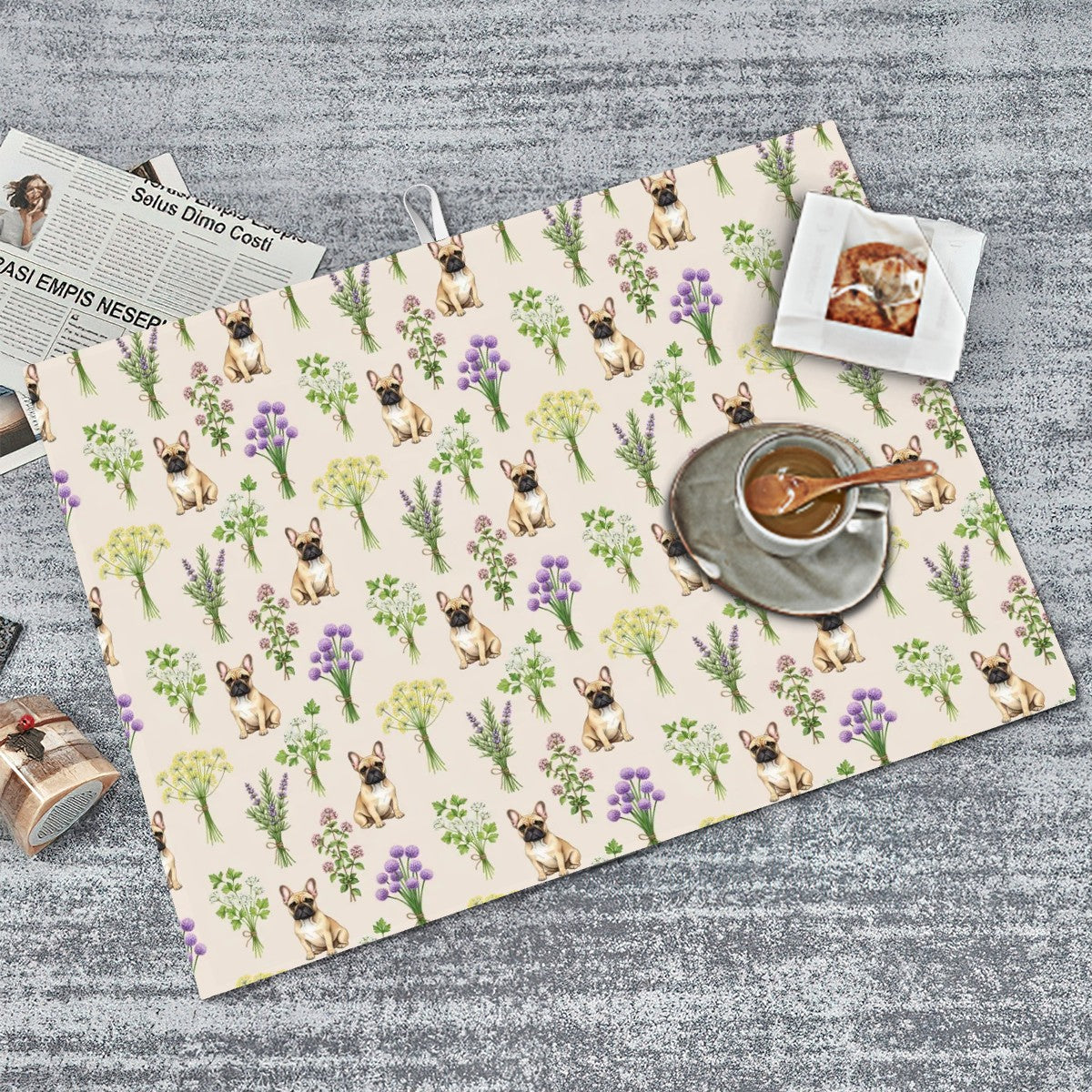 French Bulldog Large Dish Drying Mat