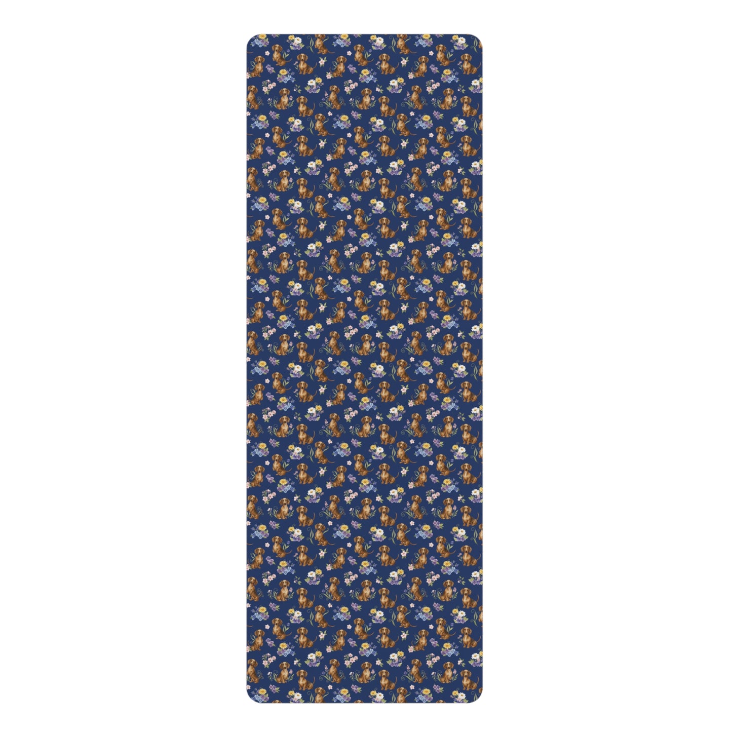 Dachshund Dog Floral Yoga Mat – Durable Non-Slip Rubber Surface for Home & Studio Practice