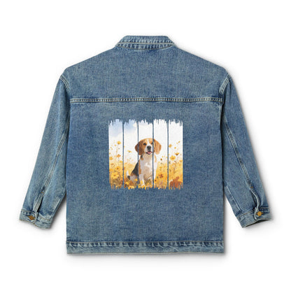 Trendy Beagle Dog Women's Denim Jacket, Dog Demin Jacket, Gift for Beagle Dog Mom, Gift for Dog Lovers, Fall Dog Style