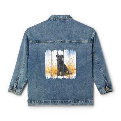 Trendy Scottish Terrier Dog Women's Denim Jacket, Dog Demin Jacket, Gift for Scottie Dog Mom, Gift for Dog Lovers, Fall Dog Style