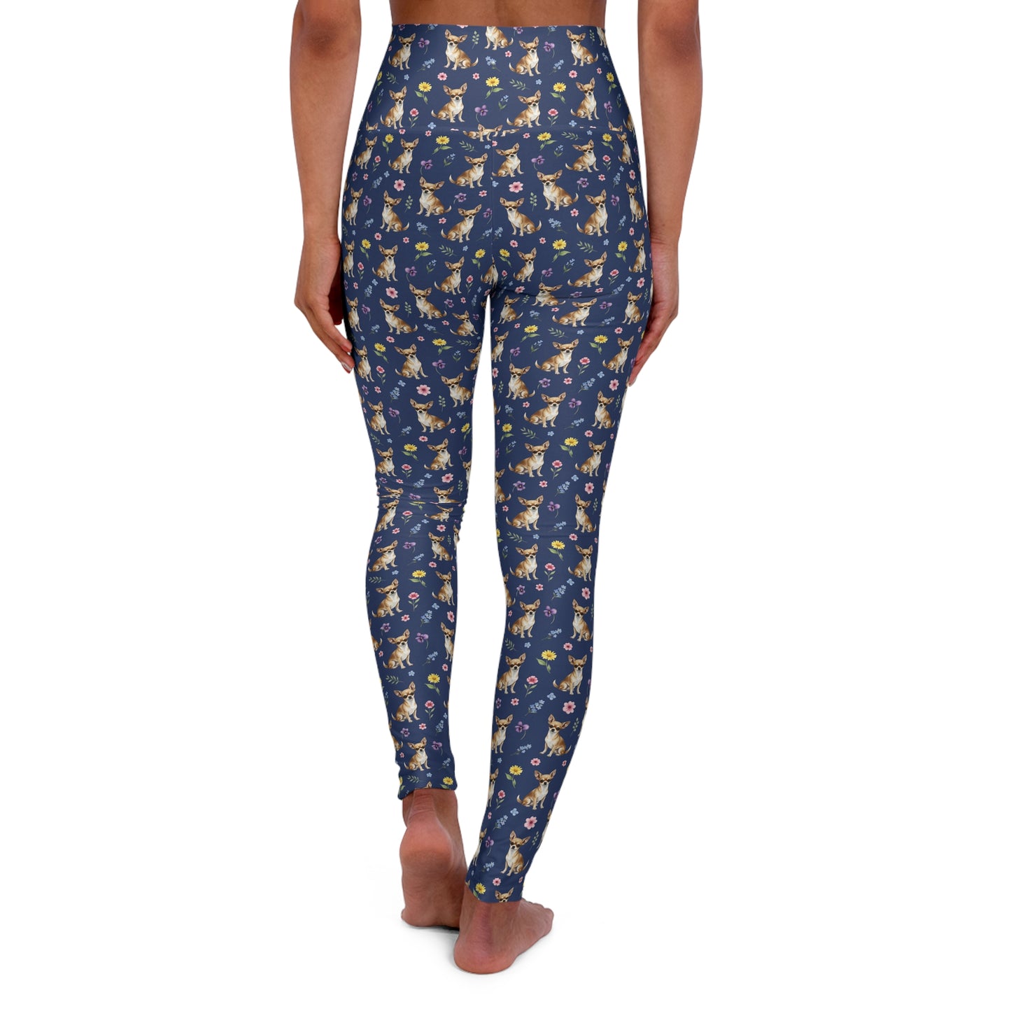 Chihuahua Dog Floral High Waisted Yoga Leggings - Perfect for Fitness & Everyday Wear