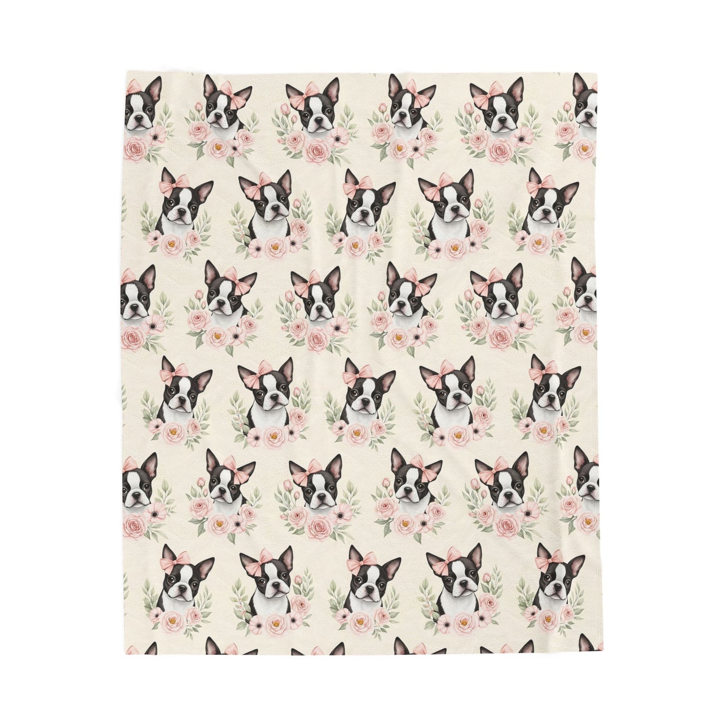Boston Terrier Pink Baby Blanket, Boston Terrier Dog Baby Shower Baby Girl Newborn Gift Hospital Announcement Blanket Coming Home