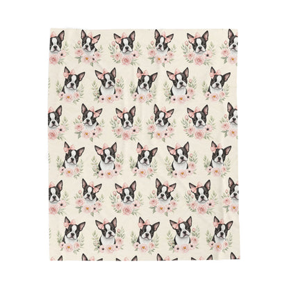 Boston Terrier Pink Baby Blanket, Boston Terrier Dog Baby Shower Baby Girl Newborn Gift Hospital Announcement Blanket Coming Home