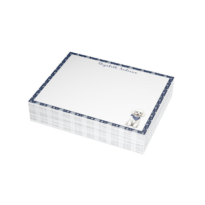 Poodle Navy Blue Paisley Notecard Set