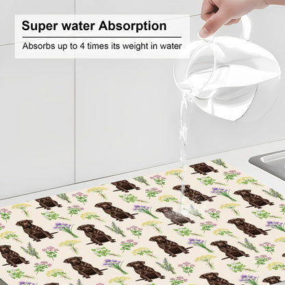 Chocolate Labrador Retriever Large Dish Drying Mat