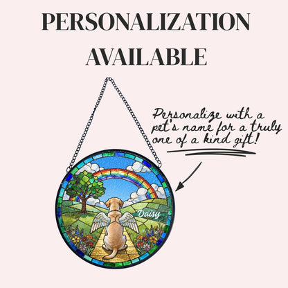 Labrador Retriever Rainbow Bridge Stained Glass Suncatcher