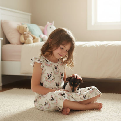 Rat Terrier Dog Girl's Flutter Sleeve Nightgown