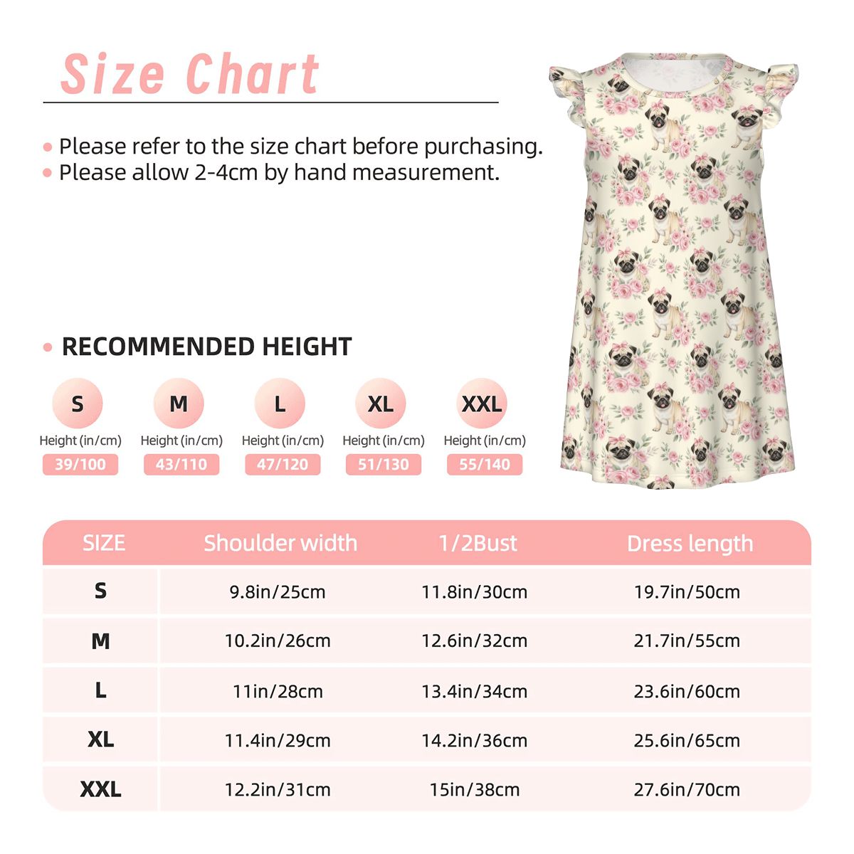 Pug Girl's Flutter Sleeve Nightgown