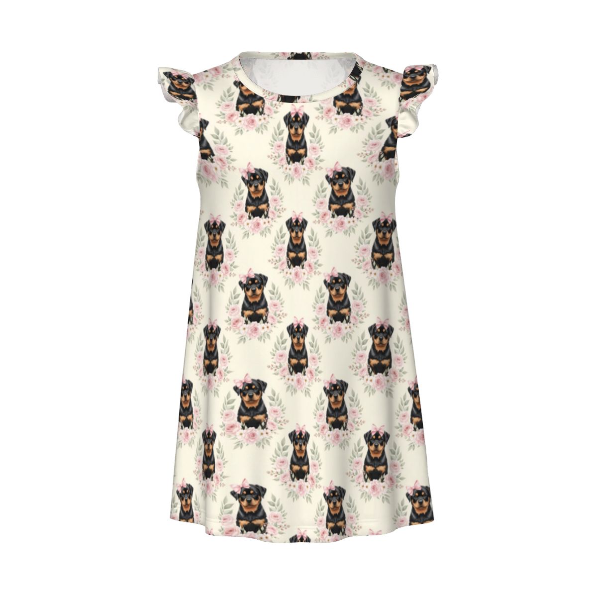 Rottweiler Girl's Flutter Sleeve Nightgown