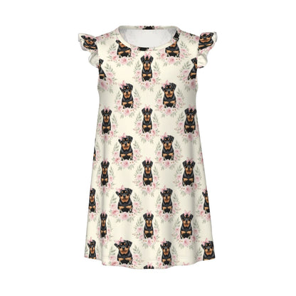 Rottweiler Girl's Flutter Sleeve Nightgown
