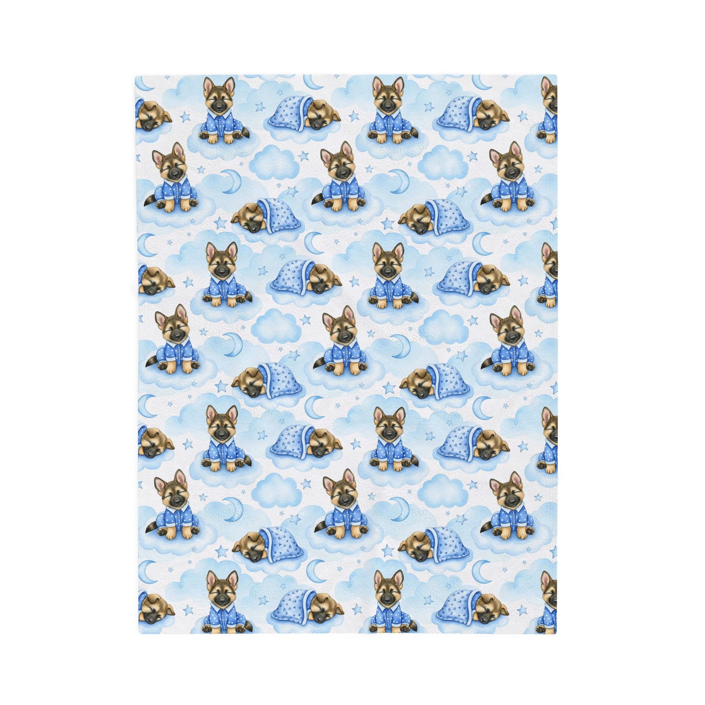 German Shepherd Blue Baby Blanket, German Shepherd Dog Baby Shower Baby Boy Newborn Gift Hospital Announcement Blanket Coming Home