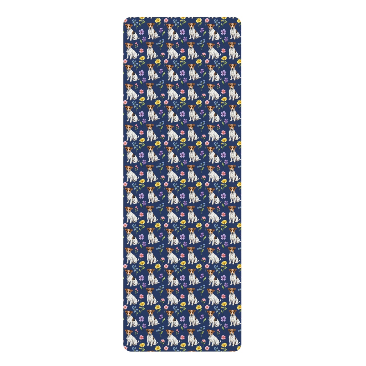Jack Russell Terrier Dog Floral Yoga Mat – Durable Non-Slip Rubber Surface for Home & Studio Practice