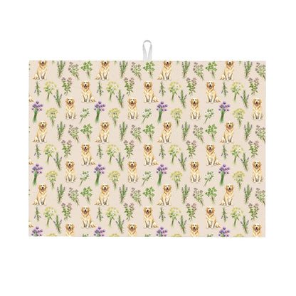 Golden Retriever Large Dish Drying Mat