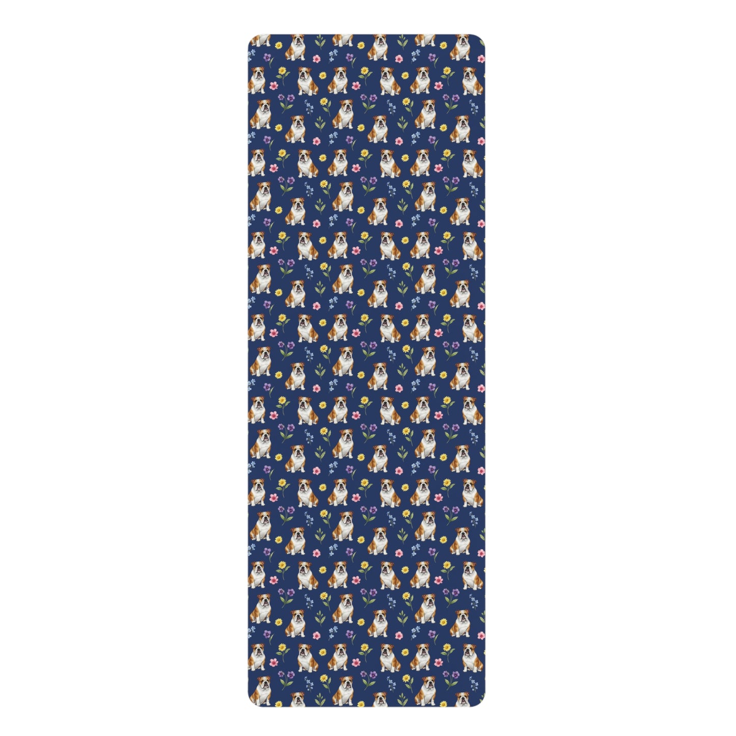 English Bulldog Floral Yoga Mat – Durable Non-Slip Rubber Surface for Home & Studio Practice