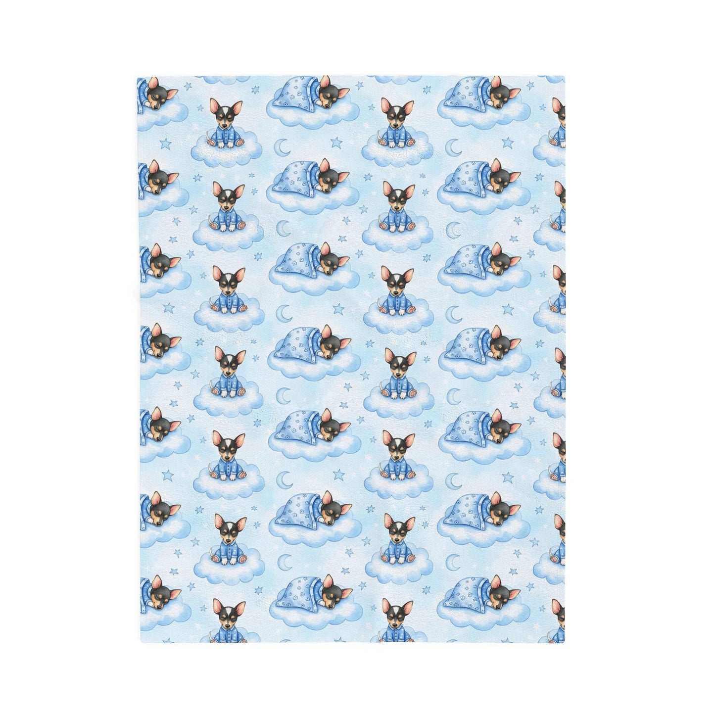 Rat Terrier Blue Baby Blanket, Rat Terrier Dog Baby Shower Baby Boy Newborn Gift Hospital Announcement Blanket Coming Home