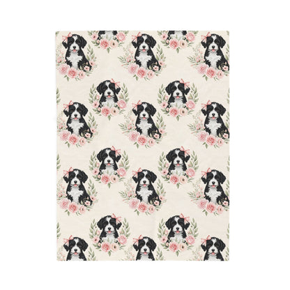 Portuguese Water Dog Pink Baby Blanket, Portie Dog Baby Shower Baby Girl Newborn Gift Hospital Announcement Blanket Coming Home