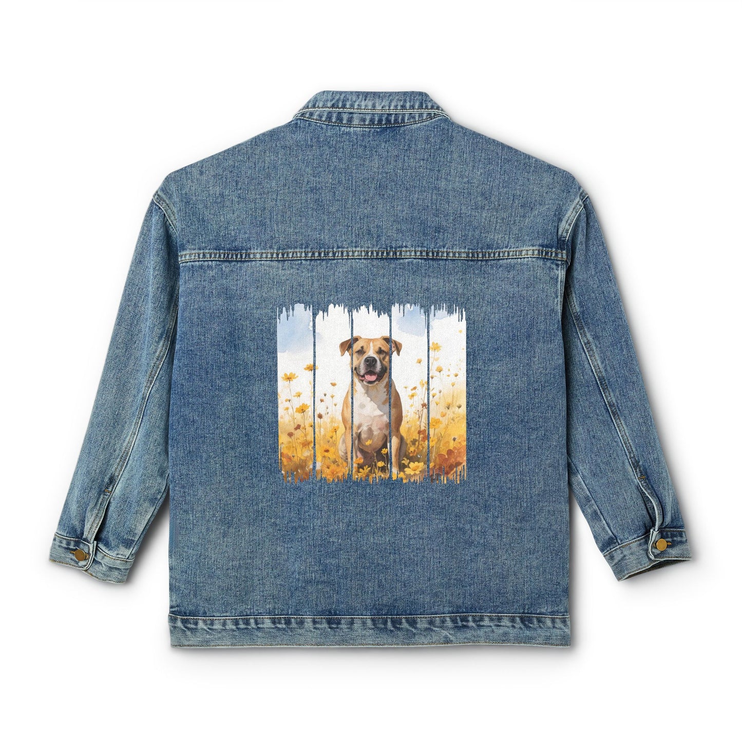 Trendy Pitbull Dog Women's Denim Jacket, Dog Demin Jacket, Gift for Pittie Dog Mom, Gift for Dog Lovers, Fall Dog Style