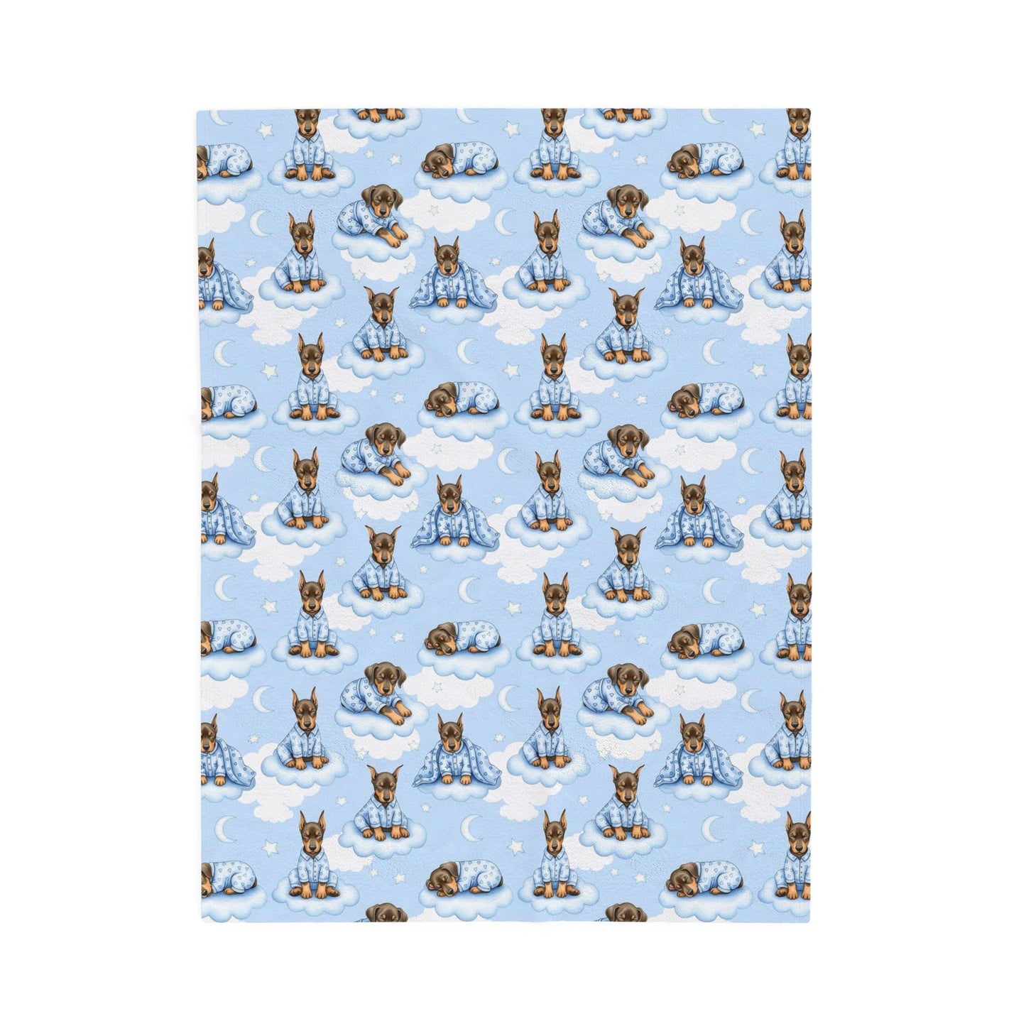 Doberman Pinscher Blue Baby Blanket, Dobie Dog Baby Shower Baby Boy Newborn Gift Hospital Announcement Blanket Coming Home