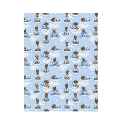 Doberman Pinscher Blue Baby Blanket, Dobie Dog Baby Shower Baby Boy Newborn Gift Hospital Announcement Blanket Coming Home
