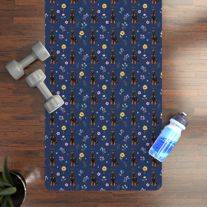 Doberman Pinscher Dog Floral Yoga Mat – Durable Non-Slip Rubber Surface for Home & Studio Practice