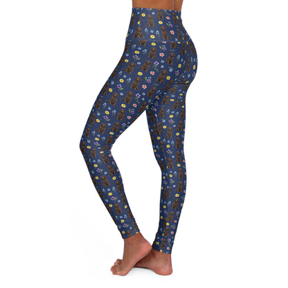 Chocolate Labrador Retriever Dog Floral High Waisted Yoga Leggings - Perfect for Fitness & Everyday Wear