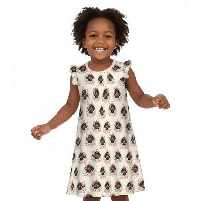 Dachshund Girl's Flutter Sleeve Nightgown