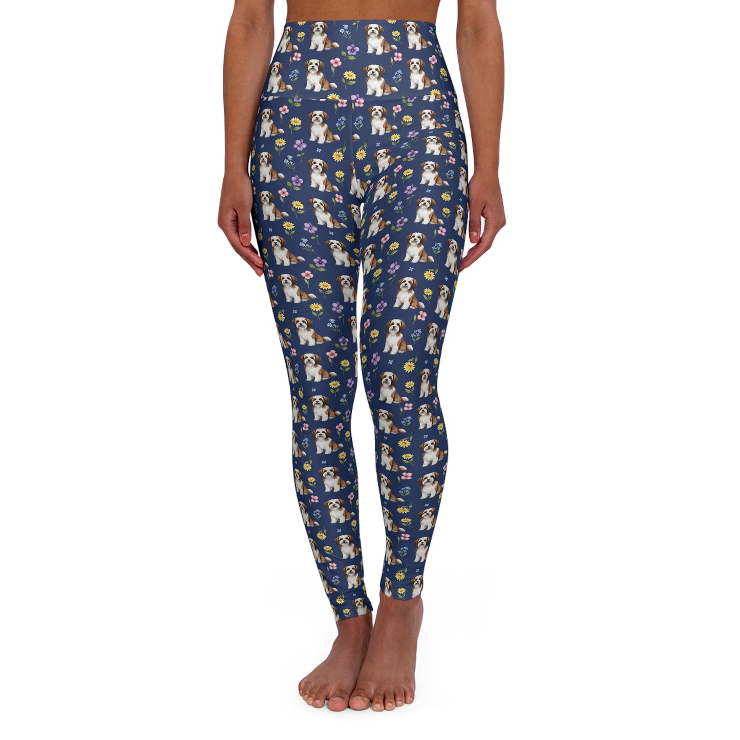 Havanese Dog Floral High Waisted Yoga Leggings - Perfect for Fitness & Everyday Wear