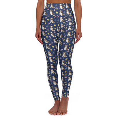 Havanese Dog Floral High Waisted Yoga Leggings - Perfect for Fitness & Everyday Wear